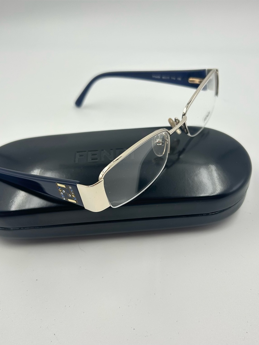 Fendi F1043R Eyeglasses Demo Blue Crystals With Case.